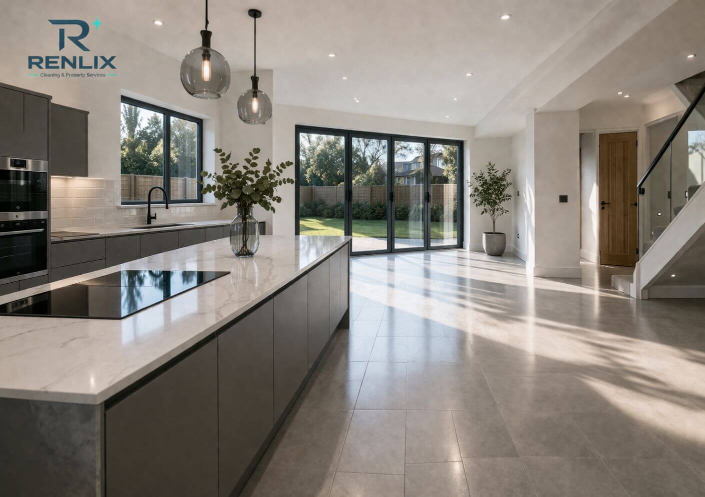 Renlix after-builders cleaning service image showing a newly finished, dust-free interior in Worthing.