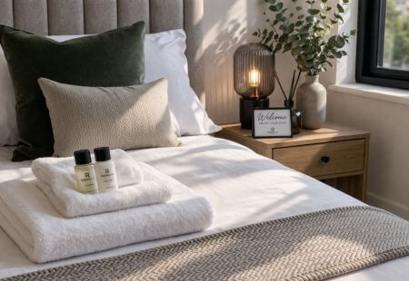 Guest-ready Airbnb bedroom prepared by Renlix short-let turnover cleaning in Brighton and Hove