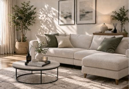 Fresh tidy living room after regular home cleaning by Renlix in Worthing and Lancing