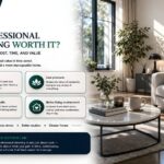 Renlix infographic asking whether professional cleaning is worth it, showing a calm modern living room in Brighton and Hove, Lancing, Portslade and Worthing