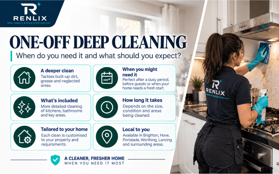 Renlix cleaner carrying out a one-off Deep Clean in a home
